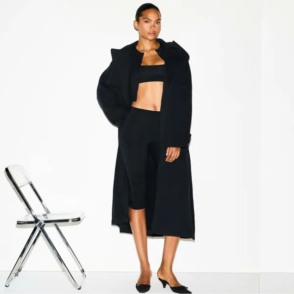 NWT SKIMS Boyfriend Fleece Oversized Trench Coat Onyx New on site! Size XS - Image 4