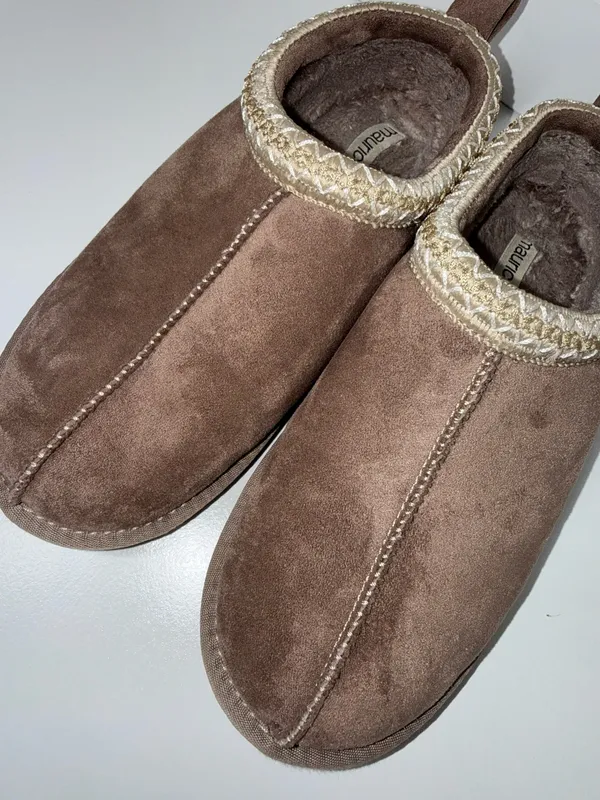 Maurices SuperCush Charlie Clogs Slippers Brown Embroidered Slip On - Image 3