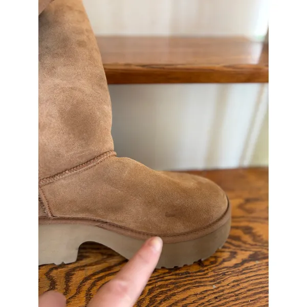 UGG Classic Esme‎ Boot New Heights Platform Boots Chestnut Suede Size 10 EUC - Image 7