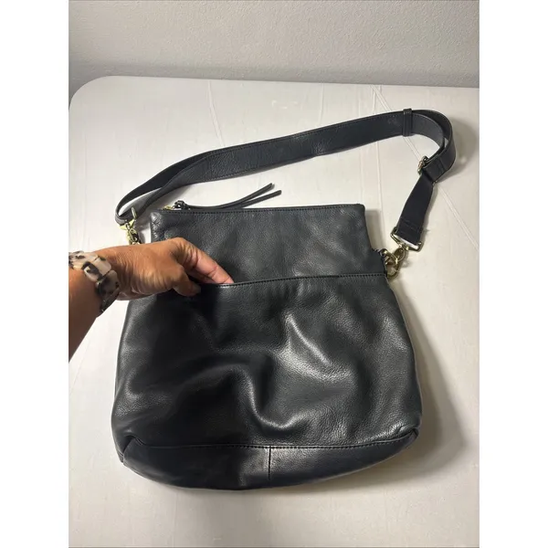 Margot Soft Black Genuine Leather Handbag Crossbody Purse Adjustable Strap - Image 5