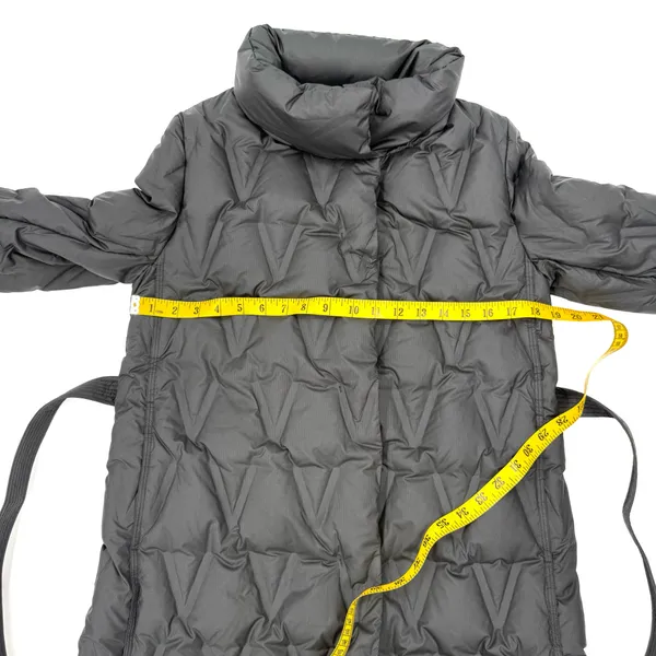 Black Down Puffer Jacket Shawl Collar Wrap Belt Winter Outerwear Coat Parka Size M - Image 8