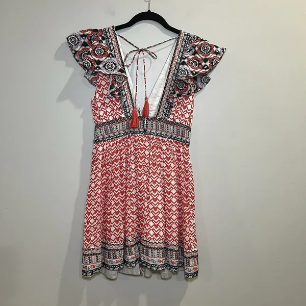 Anthropologie Beaded & Embroidered Flutter‎ Sleeve Mini Dress Size 2 - Image 5