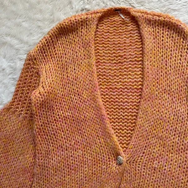 Free People Cardigan Home Town Cardi Sweater Bell Sleeves Sugar Candy Combo XS - Image 6
