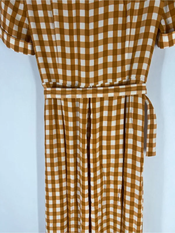 Uterqüe Mustard Gingham Maxi‎ Dress Orange - Image 13