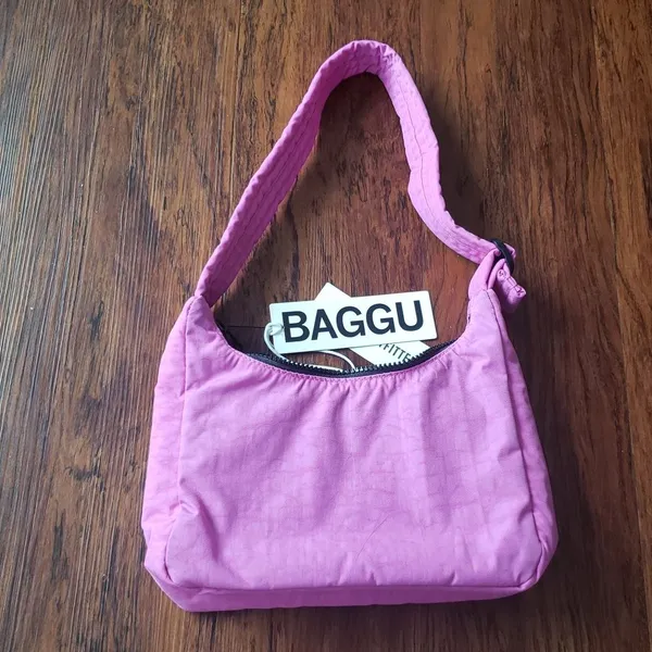 Baggu Extra Pink Chic Coquette Y2K Preppy Edgy Feminine Mini Nylon Shoulder Bag - Image 7