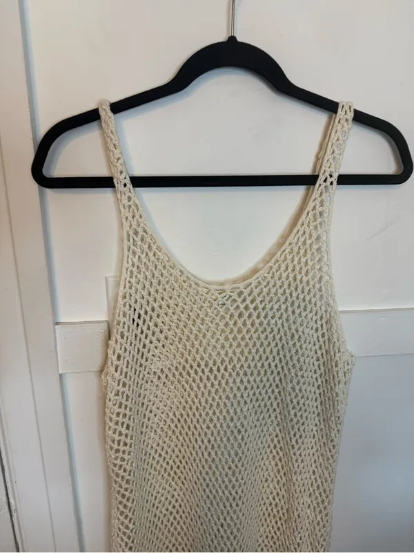 Aerie Beige Crochet Maxi Swim Cover Dress - Image 6