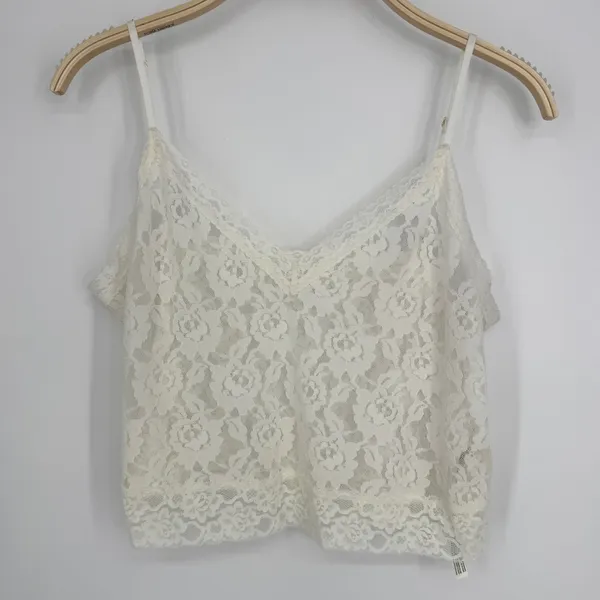 By Anthropologie Lace Camisole XL Ivory Coquette Romantic Boho Layering Floral - Image 3
