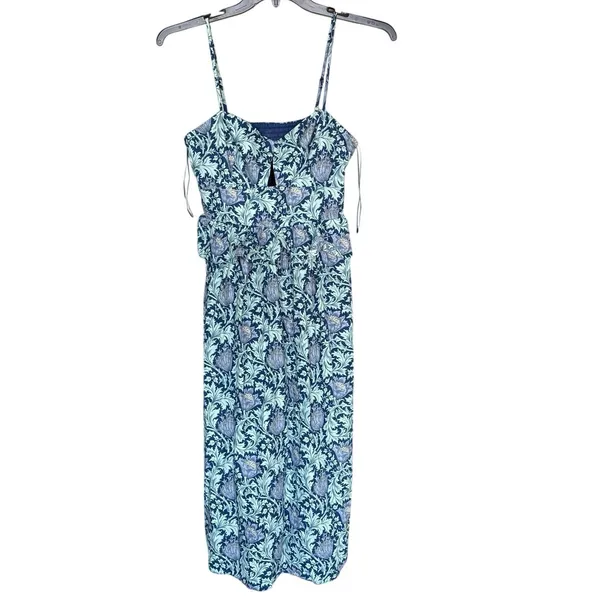 Tuckernuck Hyacinth House 100% Cotton Blue Floral Maeve Midi Dress Size Small - Image 3