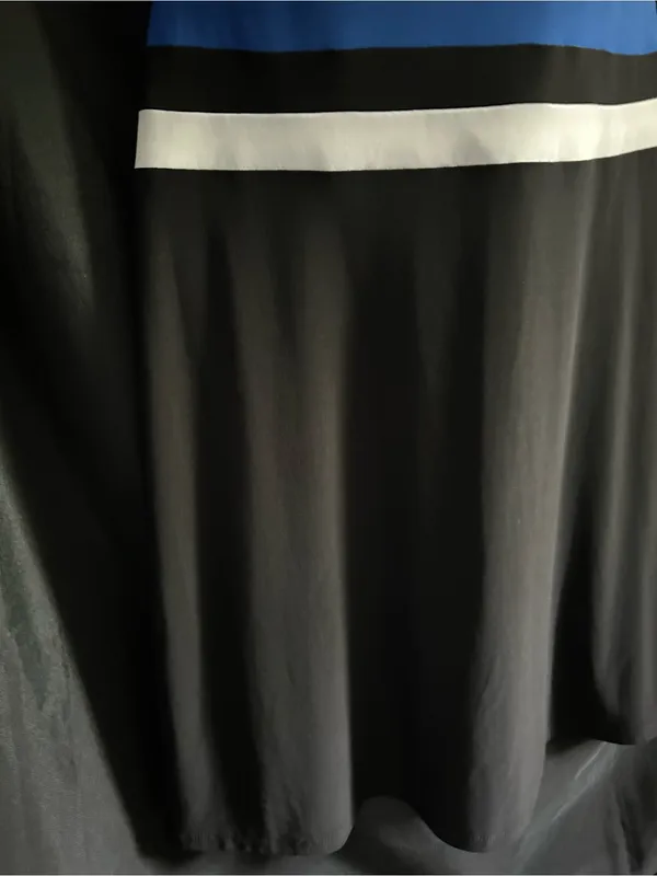 Ralph Lauren Women's Black A-Line Dress Blue & White Stripes SZ 10 - Image 5