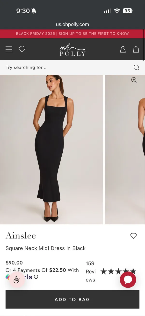 Oh Polly square neck, midi dress in black - Image 4