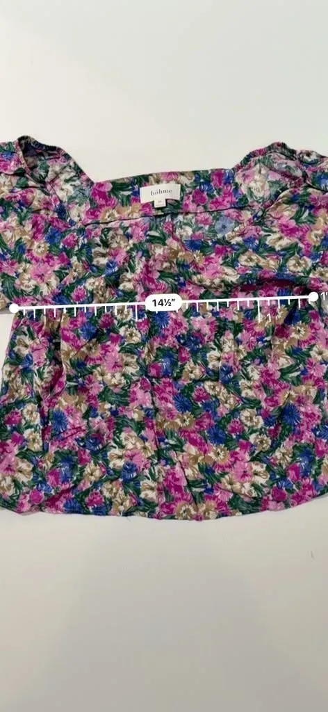 Boho Romantic Picnic Cute Ditsy Floral Puff Sleeve Milkmaid Crop Top Blouse - Image 4