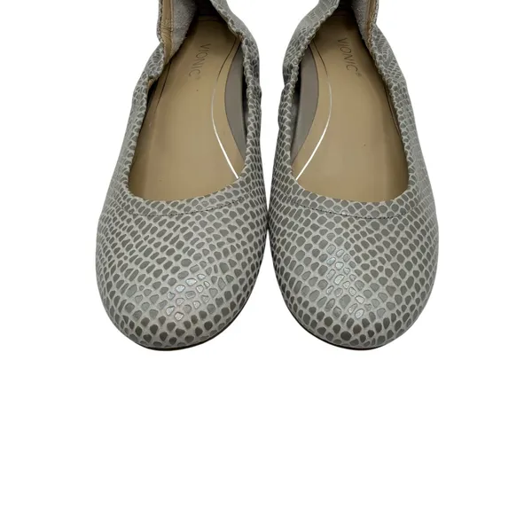 Vionic Alexa Ballet Flats Women 6.5 Gray Leather Lizard Print Orthotic Comfort - Image 3