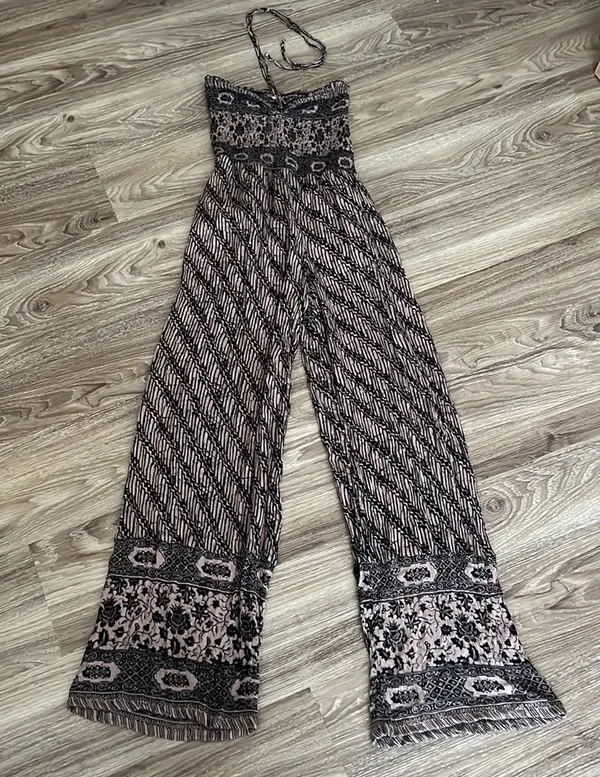 Free People Vintage Strapless Smocked Tube Wide Leg Jumpsuit - Image 4