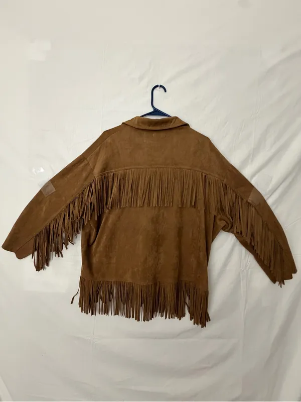 Nasty Gal Brown Faux Suede Fringe Jacket Womens M (A708) - Image 8