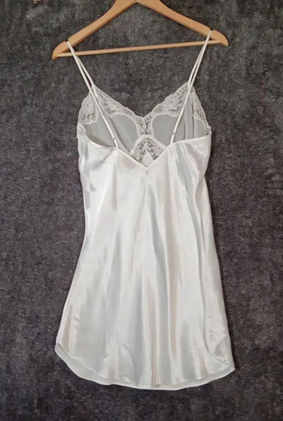 Victoria's Secret Satin Lace Chemise Babydoll Vintage Whimsigoth Fairy M - Image 5