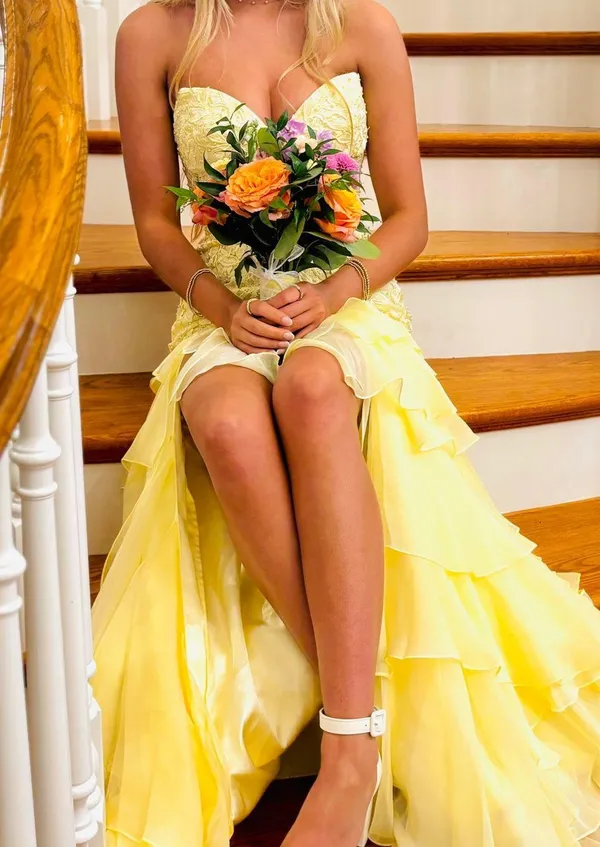Sherri Hill Prom Dress Yellow Strapless - Image 5