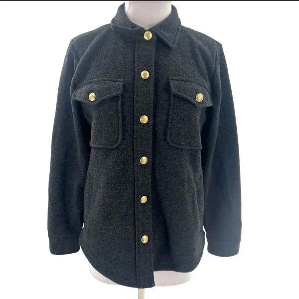 J. Crew Wool-blend shirt-jacket Color:‎ Charcoal XS NWT - Image 3