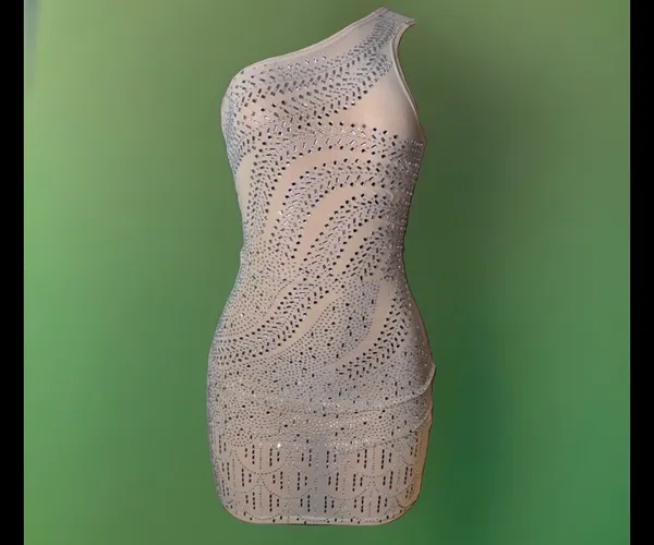 Mesh rhinestone mini dress Silver Size L - Image 2