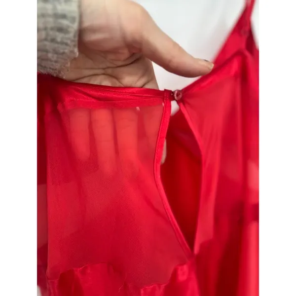 Vintage Y2K Victorias Secret Red Satin Mesh Babydoll Nightie‎ Gown Sexy Large - Image 6