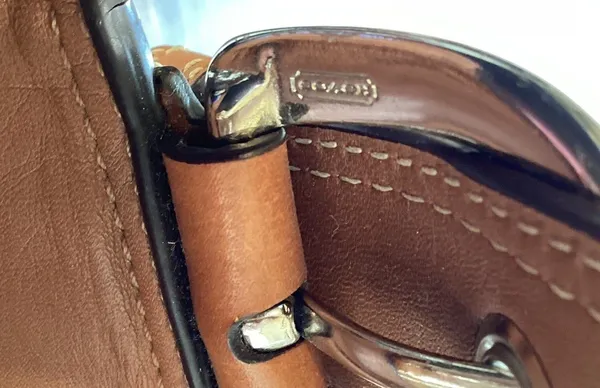 Coach Soho White Leather Satchel With Saddle Brown Trim - Image 4