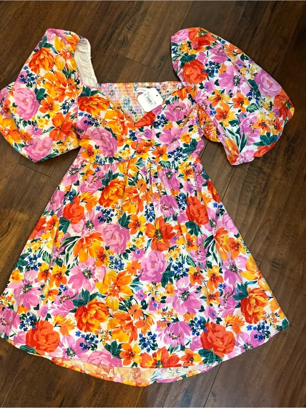 Altar'd State Cyndella Floral Puff Dress Floral-Print Puff Sleeves Size XL NWT - Image 3
