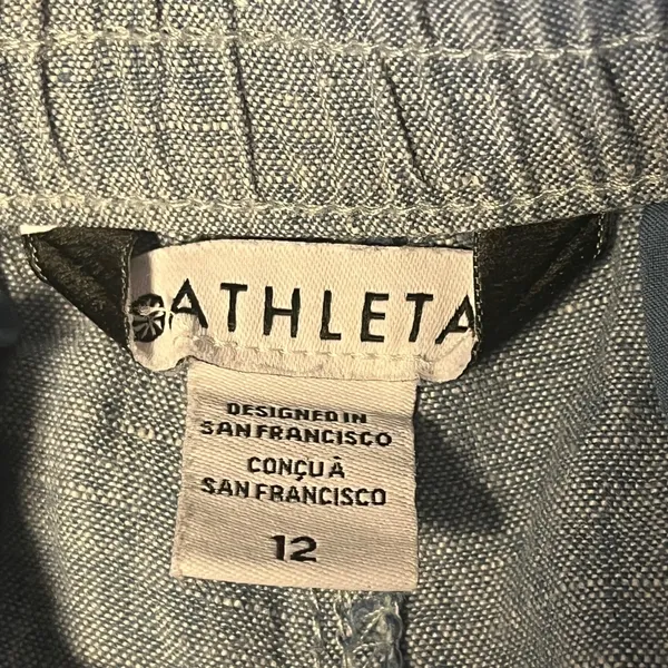 Athleta Womens Blue 100% Linen Jogger Pants Drawstring Elastic Waist Casual 12‎ - Image 6