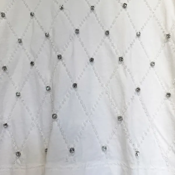 NWT J. CREW Relaxed Lattice Embellished Crop Tee White Small - Image 6
