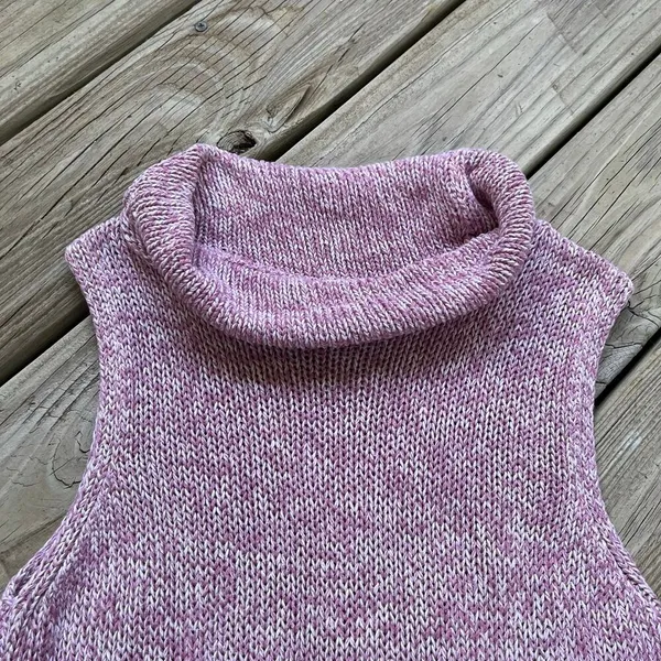 Laura Ashley Women's Vintage Pink Cowl Neck Sleeveless Sweater Size L - Image 3
