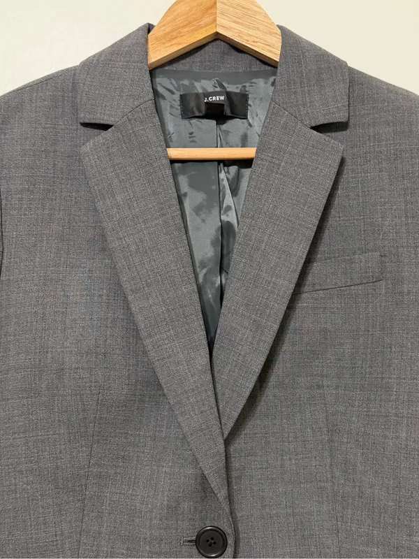 J. CREW Slim Single-Button Blazer Size 0 Women’s Gray Office Work Business - Image 5