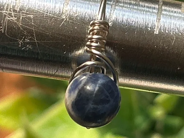 Handmade 💍 Handcrafted Silver tone Copper Wire Wrapped Ring with Sodalite size 5 - Image 2