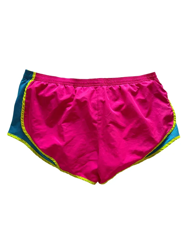Derek Heart Neon Pink Blue Running Shorts XXL Built In Brief Y2K - Image 2