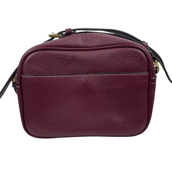 J. Crew Signet Pebble Leather Crossbody Camera Bag Burgundy Red - Image 7