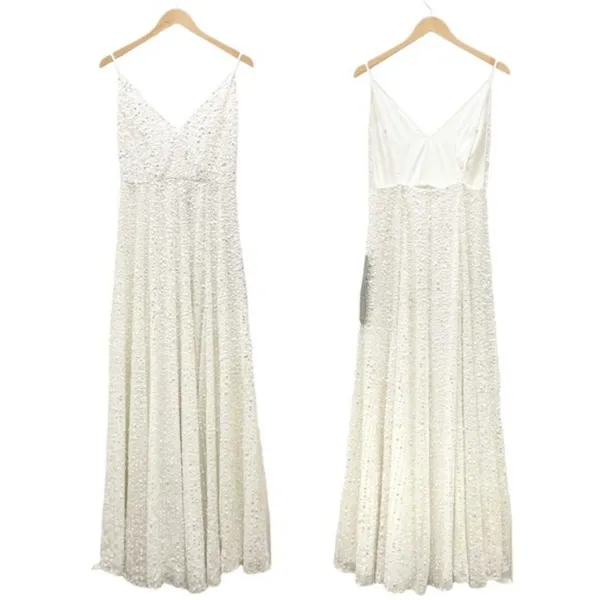 NWT ASOS Ivory Sequined Beaded Josie Backless Cami Maxi Wedding Dress Size 6 NEW - Image 15