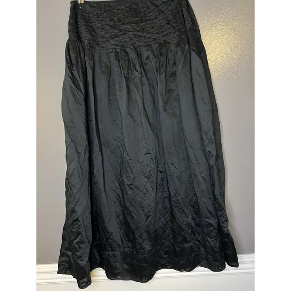 Future Collective Skirt Womens 2 Black Satin Pleated Waist Maxi Lined Full - Image 6
