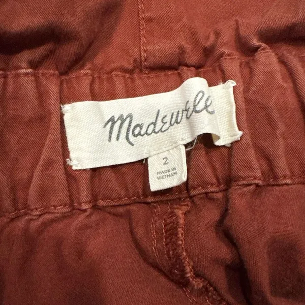 Madewell Paperbag Waist Tapered Leg Pants 2 Rust Red Stretch High Rise Elastic - Image 3