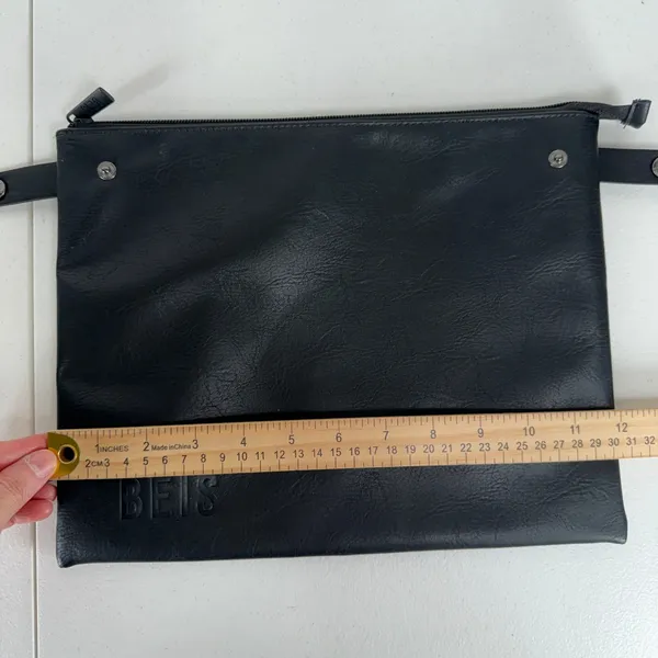 BEIS Large Pouch Travel Organizer Faux Leather Zip Top Clutch Black Accesory - Image 9