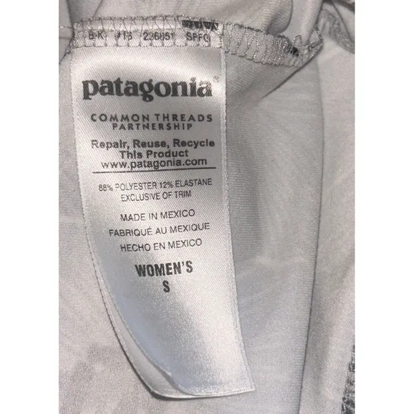 Patagonia Morning Glory Floral Dress Sz Small Gray White Stretch Sporty Active - Image 5
