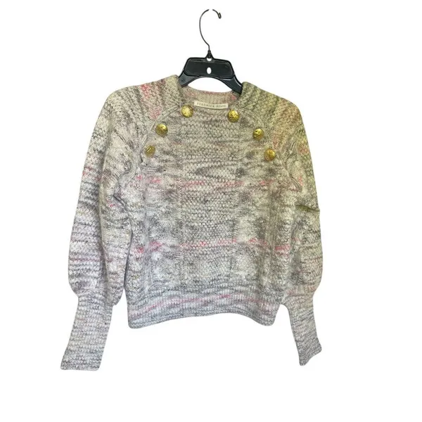 Veronica Beard Adelaide Crew Neck Full Sleeve Sweater S Merino wool/ Alpaca Gray - Image 3