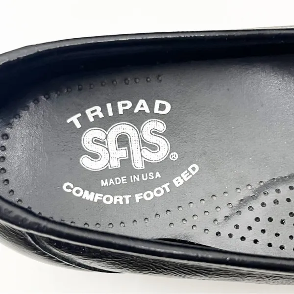 SAS Metro Tripad Black Leather Horsebit Slip On Comfort Footbed Shoes 7 Casual - Image 2