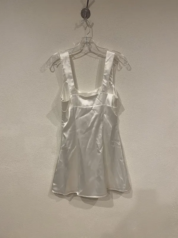 Peppermayo Odette Satin Mini Dress Womens 6 White Square Neck Sleeveless Party - Image 5