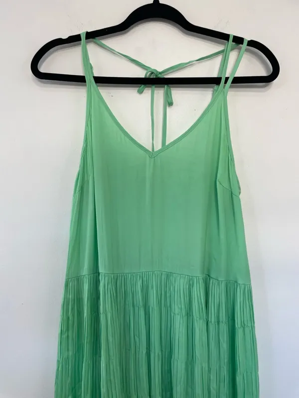 CURRENT AIR Mint Green Pleated Maxi Dress | | Boho Flowy Bright Summer Dress - Image 4