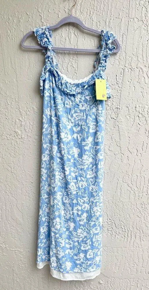 Sugarlips Allegra pattern dress white and blue Medium - Image 4