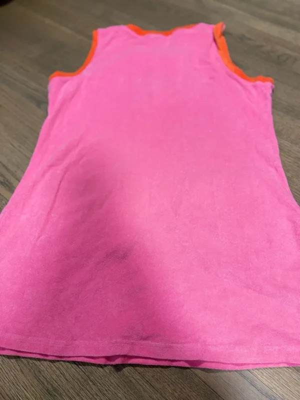 Tuckernuck Pink Terry Tank with Orange Trim and Front Buttons Dress: Size XXL - Image 6