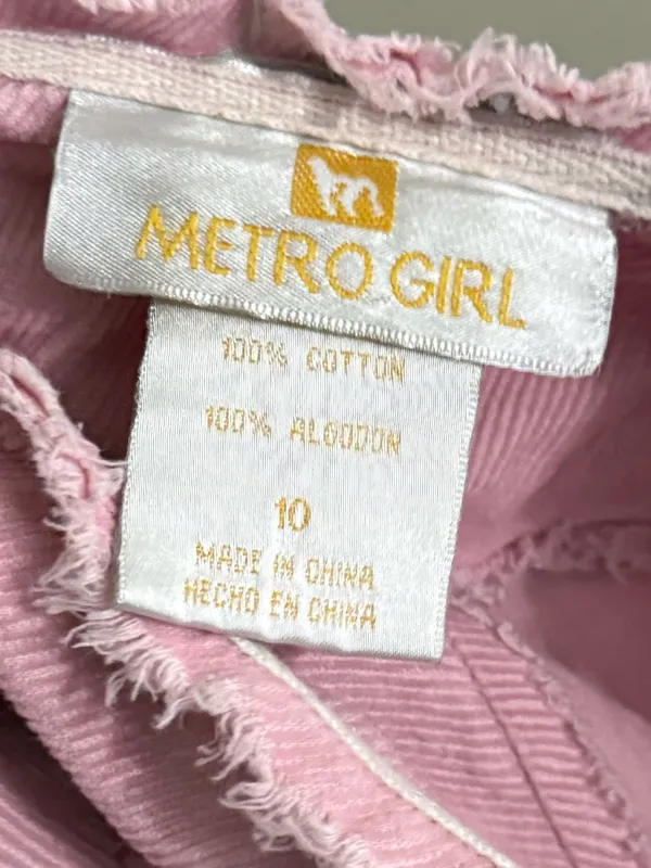 Metro Girl Pink Corduroy Tiered Midi Skirt Y2K Balletcore Raw Hem Size 10 Pastel - Image 8