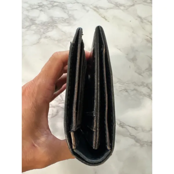 Ralph Lauren Black Croc Embossed Leather Bifold Wallet RL Logo Tab Closure - Image 6