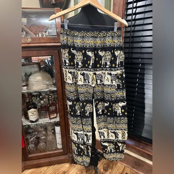 Earthbound Women's Harem Tribal Elephant Pants Elastic Waist and Ankle Size L - Image 2