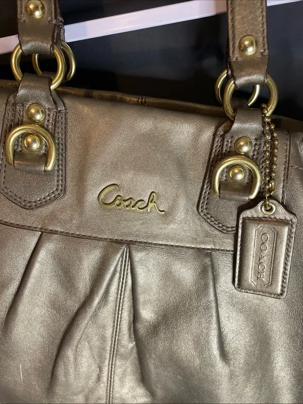 Coach Ashley Satchel Style F15513 Metallic Bronze Leather Carryall Shoulder Bag - Image 2