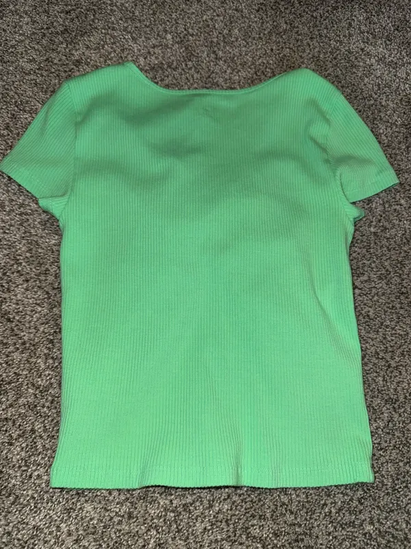 American Eagle Keyhole Tie-Front Ribbed tee - Image 2