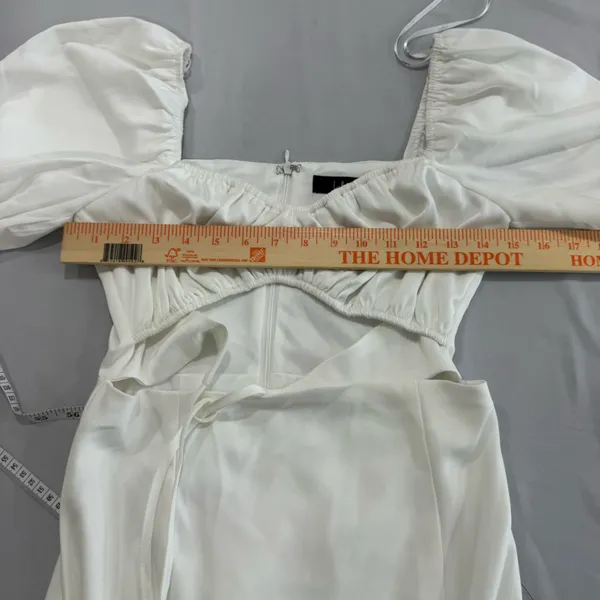 Lulus‎ Cue the Flirting White Puff Sleeve Cutout Maxi Dress Small NWT - Image 4