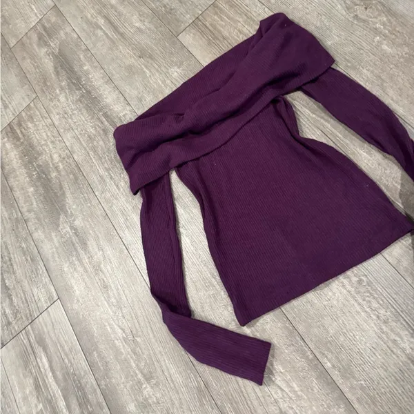 We The Free Off-Shoulder Burgundy Sweater - Image 8